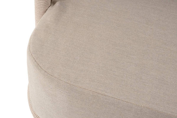 Диван 3-местный из роупа, Верона, каркас алюминий белый муар, роуп бежевый круглый, ткань бежевая