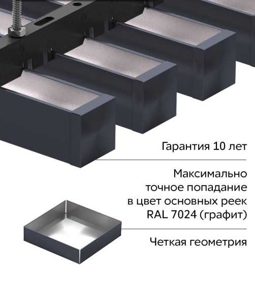 GL Комплект заглушек кубообразной рейки 30х30 мм / 28шт 0.3 мм, Al, графит