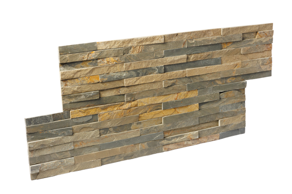 Сланец, 3D панель из камня, 600х150 мм, Pencil Dark Multicolor