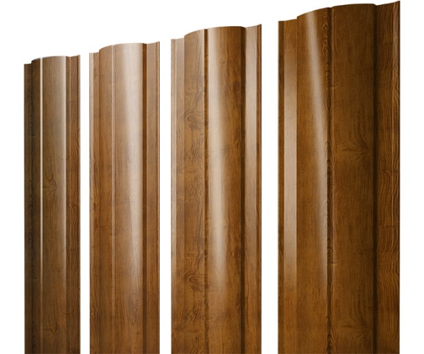 GL Штакетник Twin с прямым резом 0.45 мм, Print Elite, Golden Wood TwinColor