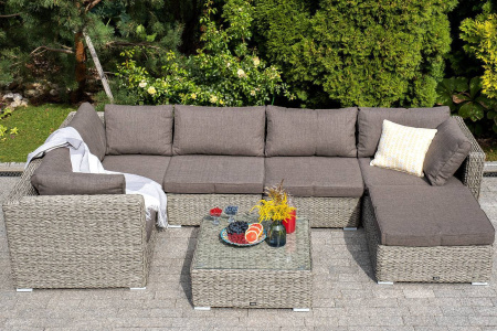 Оттоманка плетеная из искуственного ротанга /гиацинт/ с подушкой, Лунго цвет: серый