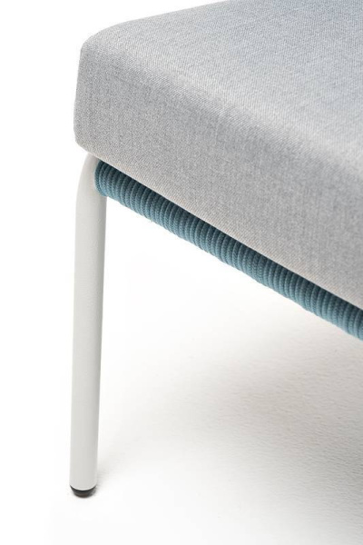 Кресло из роупа, Милан, карк.алюминий светло-серый муар, роуп бирюзовый круглый, ткань светло-серая