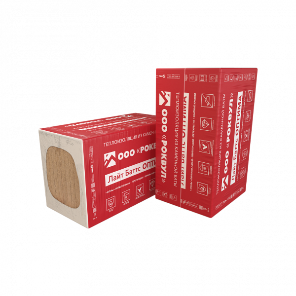 Rockwool Лайт Баттс Оптима, 50х600х1000 мм, 6.0 м², 0.3 м³ уп