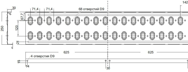 Мостик кровельный для фальцевой кровли Optima L=2500 мм, RAL 9006