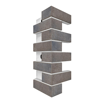 Термопанель угловая Европа с плиткой Keramin, 250х250х600 мм, 80 мм ППС, гладкий, цвет: Орегон 1