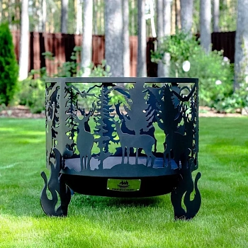 Костровая чаша с коническим дном, Ø600, Н=570 мм, "Олени"