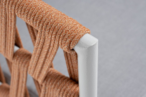 Кресло из роупа, Диего, каркас алюминий светло-серый муар,роуп оранж меланж круг.,ткань светло-серая