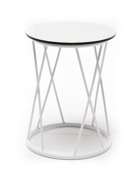 Стол журнальный из HPL, Колумбия, Ø 40 см, H 55 см, каркас светло-серый, цвет столешницы молочный