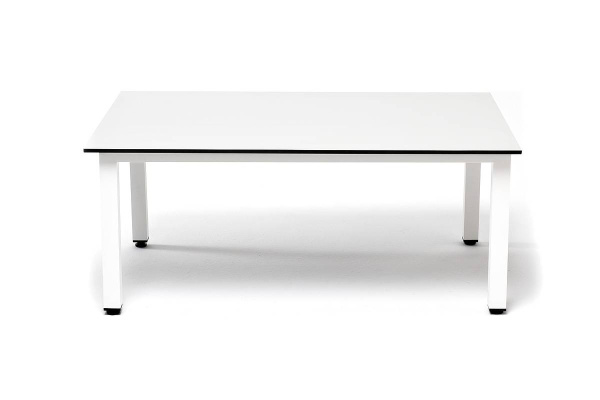 Столик журнальный из HPL, Канны, 90х60 см, H 40см, каркас белый цвет: молочный