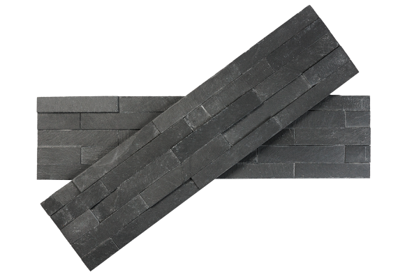 Сланец, 3D панель из камня, 600х150 мм, Classic Black Matt, 8 шт/уп, 0.72 м²