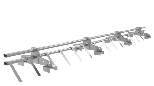 Снегозадержатель для профнастила Н-114 Borge L=3000 мм, 4 опоры, 2 трубы, овал 25х45 RAL 7004