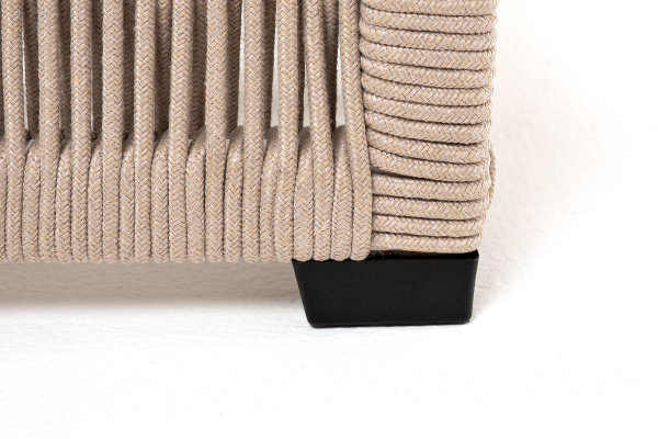 Шезлонг плетеный из роупа, Ривьера, каркас алюминий белый муар, роуп бежевый круг, ткань бежевая 052