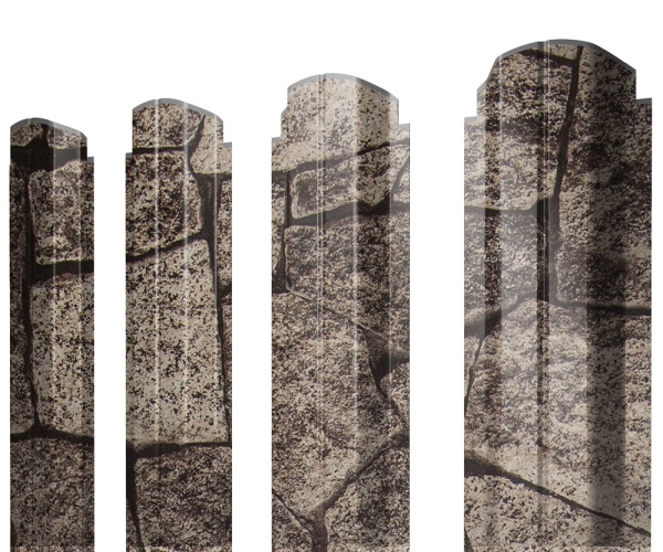 GL Штакетник П-образный А, фигурный 0.45 мм, Print Elite, King Stone TwinColor