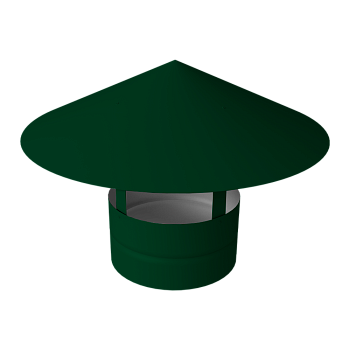 Дымник на трубу GL круглый, 0.5 мм, Satin, Ø110 мм, 230х625 мм, RAL 6005