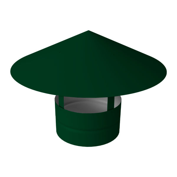 Дымник на трубу GL круглый, 0.5 мм, Satin, Ø110 мм, 230х625 мм, RAL 6005