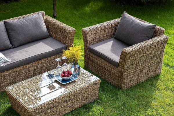 Кресло плетеное из искусственного ротанга /гиацинт/, Капучино цвет: соломенный