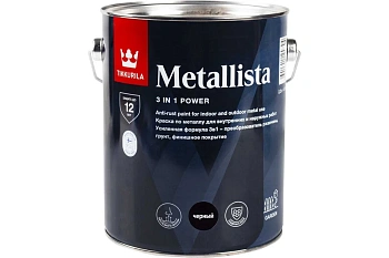 Краска по ржавчине Tikkivala Metallista, глянцевая, база А, уп 2.3 л Цвет: черный