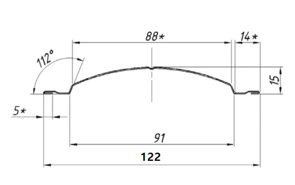 ММТ Штакетник Полукруглый, фигурный, 122 мм 0.5 мм, PE-double Matt, RAL 9005