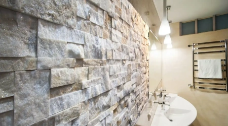 Кварцит, 3D панель из камня, 350х180 мм, Modern Beige Quartz