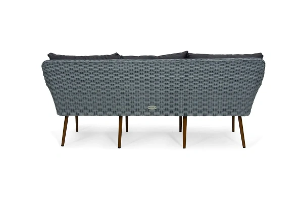 Софа 3х-местная Mokka Rimini с конусными ножками, из искуственного ротанга цвет: серый