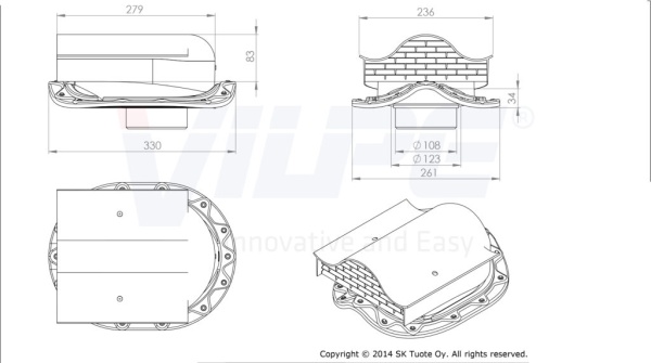 Кровельный вентиль Vilpe KTV, Muotokate черный