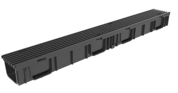 Комплект Gidrolica Light, лоток DN100 h96, пластикова решетка, щелевой, А15, 08067