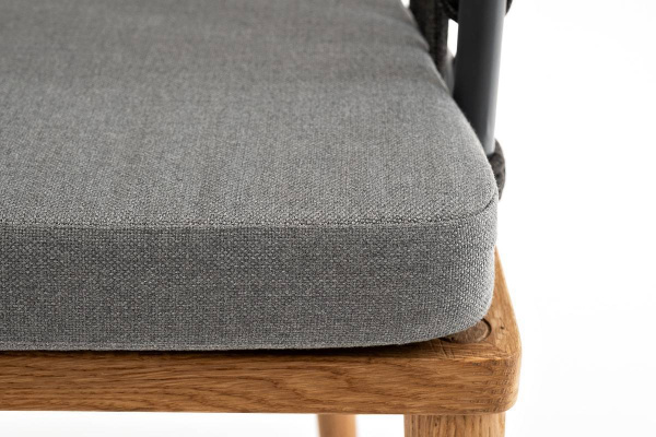 Стул из роупа, Диего, осн. дуб, каркас - сталь темно-серый муар,роуп темно-серый круглый,ткань серая