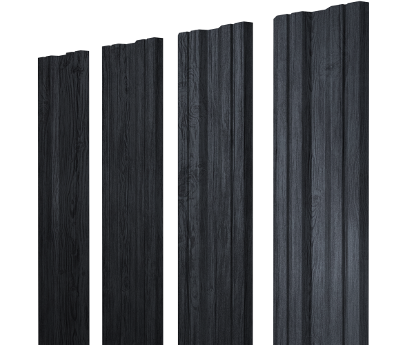 GL Штакетник Twin с прямым резом 0.45 мм, Print Premium, Grey  Wood TwinColor