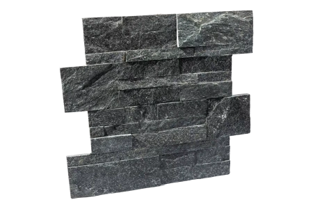 Кварцит, 3D панель из камня, 350х180 мм, Modern Black Quartz