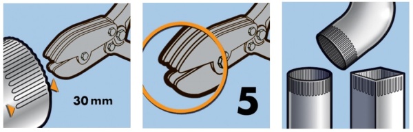 Клещи гофра прямые EDMA, 30 мм, 5 лезвий