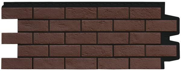 Фасадная панель Grand Line, Состаренный кирпич Design Plus, цвет: каштан с черным швом