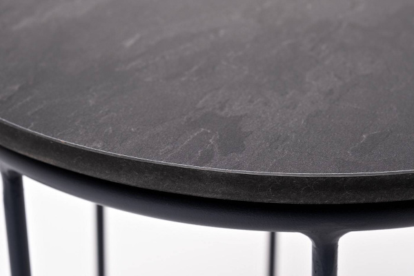 Стол журнальный из HPL, Эквадор, Ø 40 см, H 55 см, карк алюмин темно-серый муар, цвет: серый гранит
