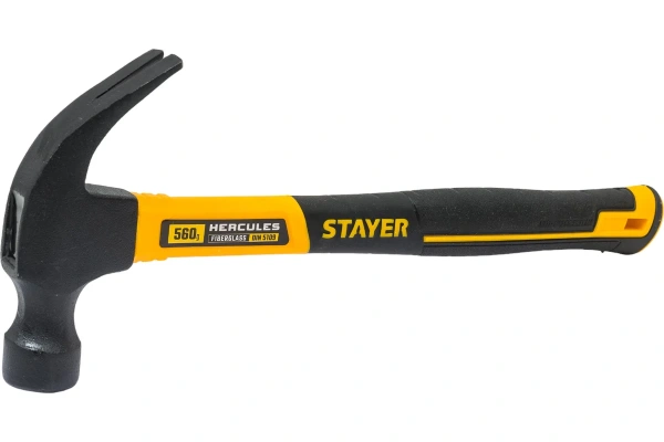 Молоток-гвоздодёр Stayer Hercules с фибергласовой рукояткой 560гр