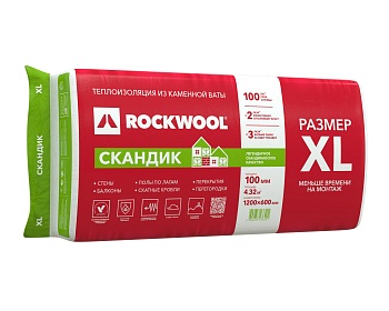 Rockwool Лайт Баттс Скандик XL, 100х600х1200 мм, 4.32 м², 0.432 м³ уп