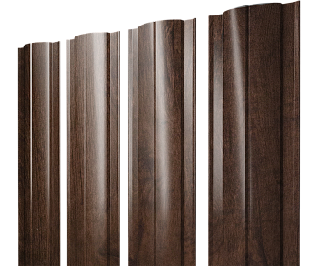 GL Штакетник Круглый с прямым резом 0.45 мм, Print Elite, Antique Wood TwinColor