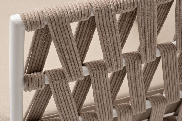 Диван 2-местный из роупа, Диего, основание дуб, карк алюм св.серый муар,роуп бежевый круг,ткань беж