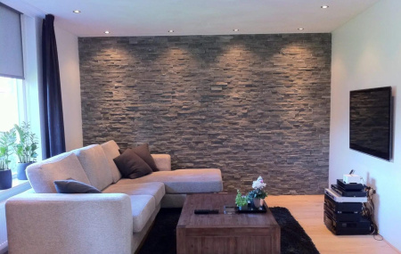 Кварцит, 3D панель из камня, 600х150 мм, Rockface Monsoon Black