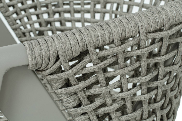 Стул из роупа, Амстердам, каркас алюминий, роуп серый круглый, ткань бежевая
