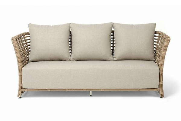Диван 3-местный из искусственного ротанга, Валенсия цвет: соломенный