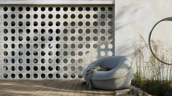 Декоративный бриз-блок Mesterra Cobogo, 250х250 мм 90 мм, 0102, серый LUX