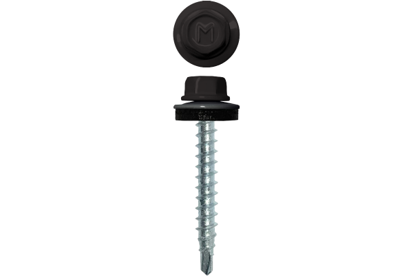 Саморез кровельный Daxmer 4.8х29 мм, сверло №1, RAL 8019, уп.250 шт.