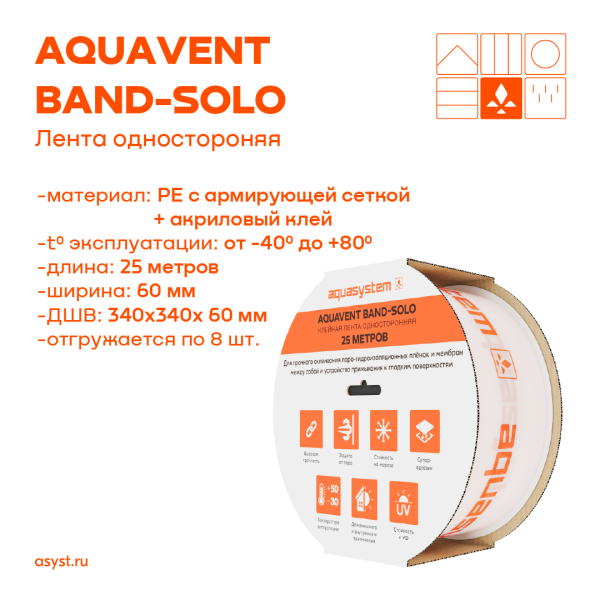 Aquasystem band solo соединительная акриловая лента 60 мм х 25 м