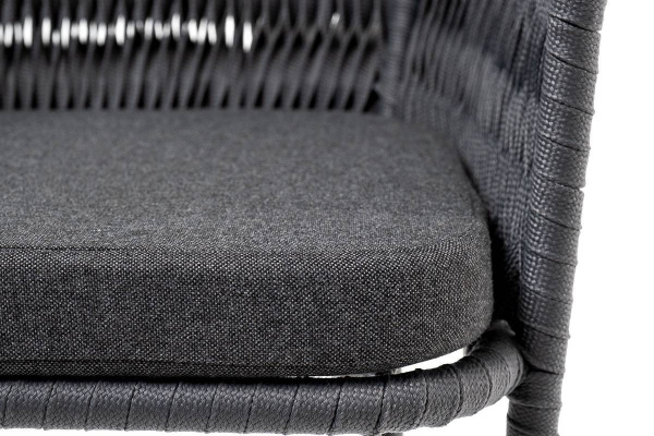 Стул барный из роупа /колос/, Бордо, сталь серый муар, роуп серый 15 мм, ткань темно-серая