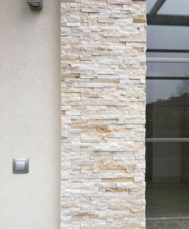 Кварцит, 3D панель из камня, 600х150 мм, Classic Beige Quartz, 8 шт/уп