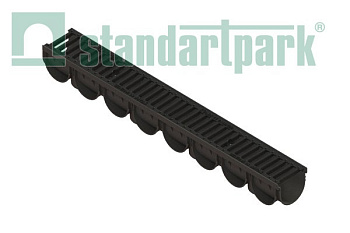 Лоток пластиковый S'park3 DN100 h100 + решетка чугунная, щелевая, кл.C, арт: 0882033