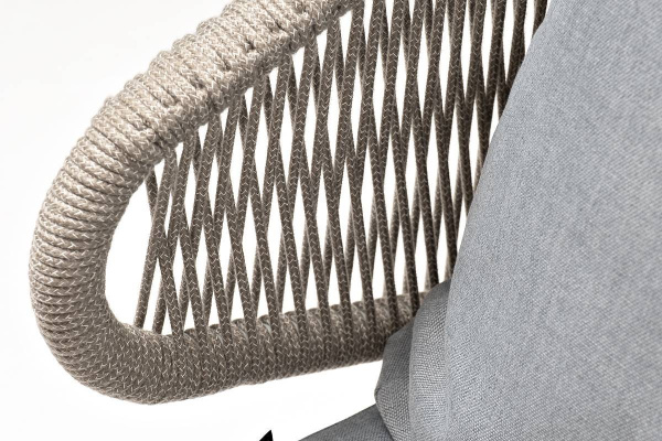 Кресло из роупа, Милан, карк.алюминий светло-серый муар, роуп серый меланж круг., ткань светло-серая