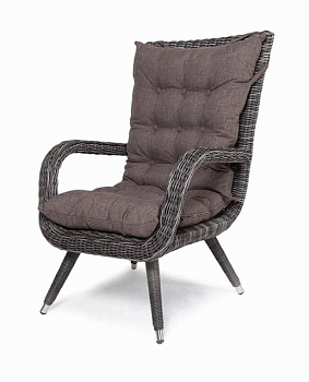Кресло плетеное из искусственного ротанга, Толедо, с подушками графит