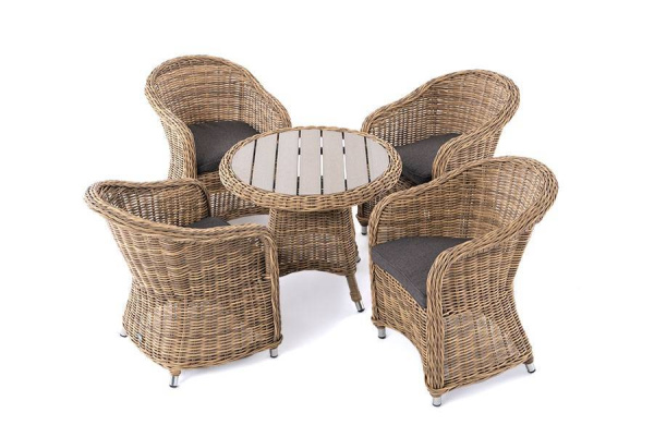 Кресло детское плетеное из искусственного ротанга, Равенна, цвет: соломенный