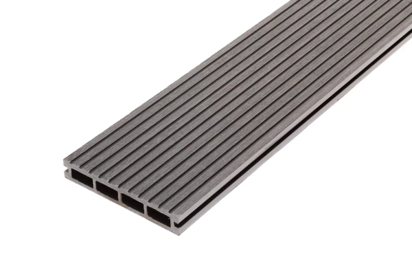 Террасная доска МПК из минерально-полимерного композита 140 мм, L= 6000 мм вельвет и тиснение, цвет: серый