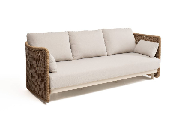 Диван 3-местный из искусственного ротанга, Аликанте, цвет соломенный